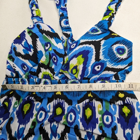 Bodycon Tribal Maxi Slip Dress Blue Summer Size Small T-1 - Picture 10 of 12